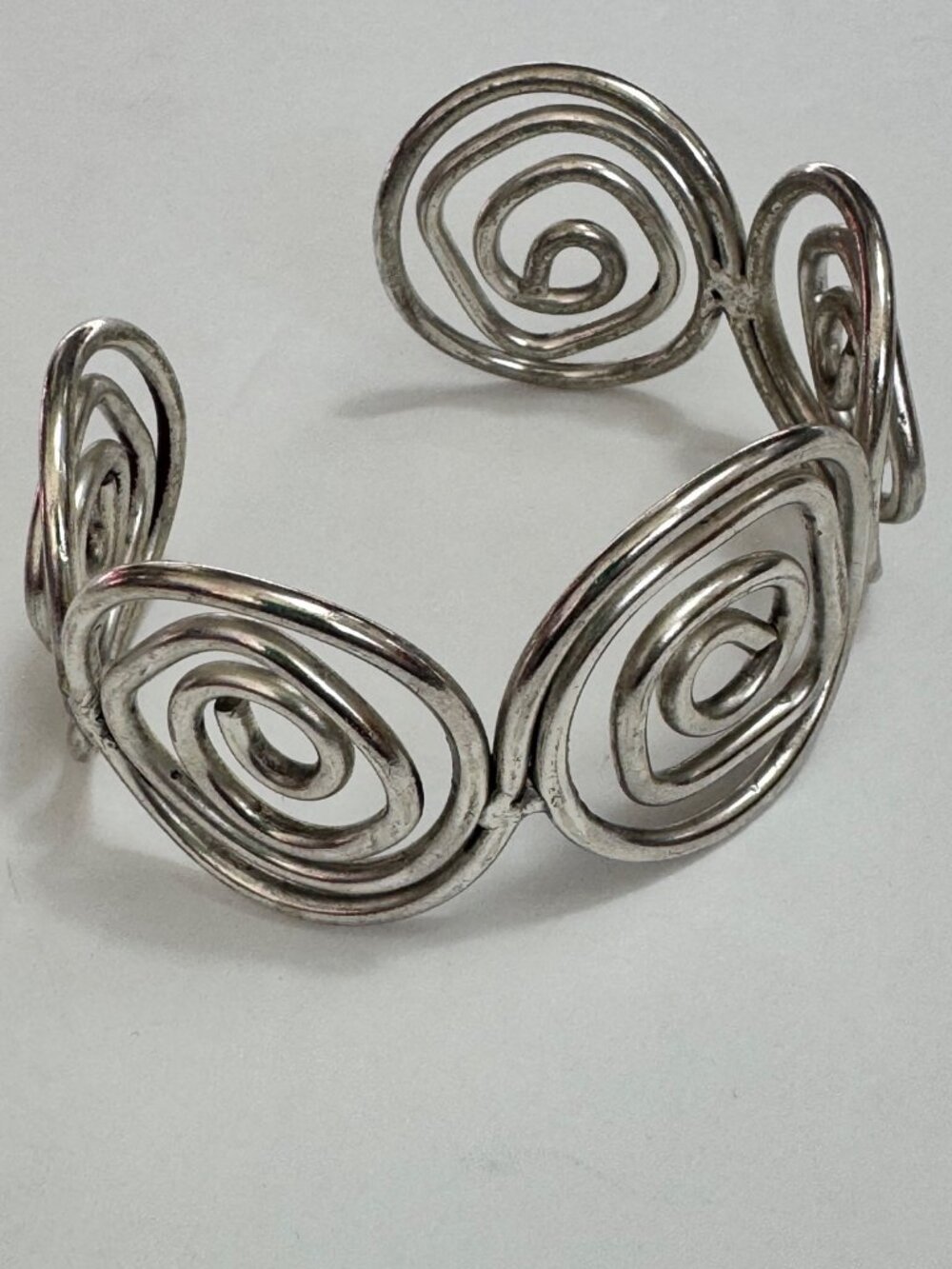 Boho Spiral Bracelet Cuff Silver Wire